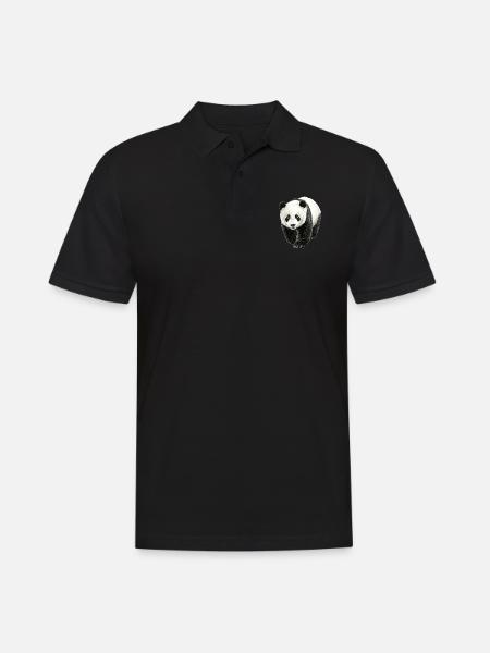 Panda - Männer Poloshirt - Schwarz