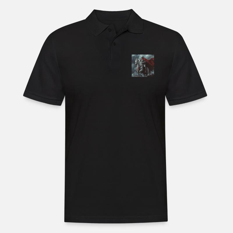 Ritter auf Pferd - Männer Poloshirt - Schwarz