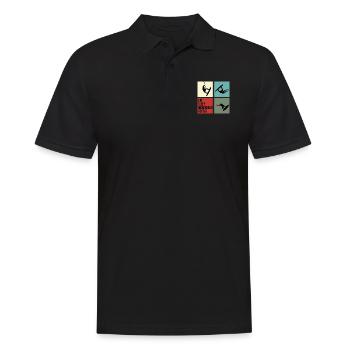 wakeboard wakeboarder cable wasserratte eat repeat - Männer Poloshirt - Schwarz - Vorne - Kai (181cm)