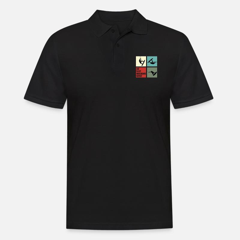 wakeboard wakeboarder cable wasserratte eat repeat - Männer Poloshirt - Schwarz