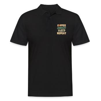 Journaliste de café Sleep Repeat Shirt - Polo Homme - noir - Devant - Kai (181cm)