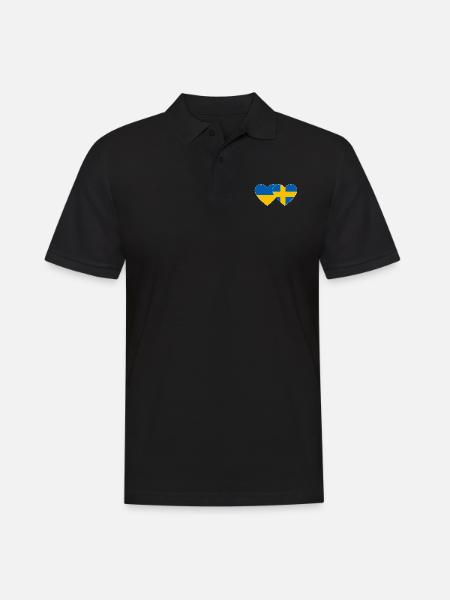 Ukraine Schweden Flagge Herz - Männer Poloshirt - Schwarz