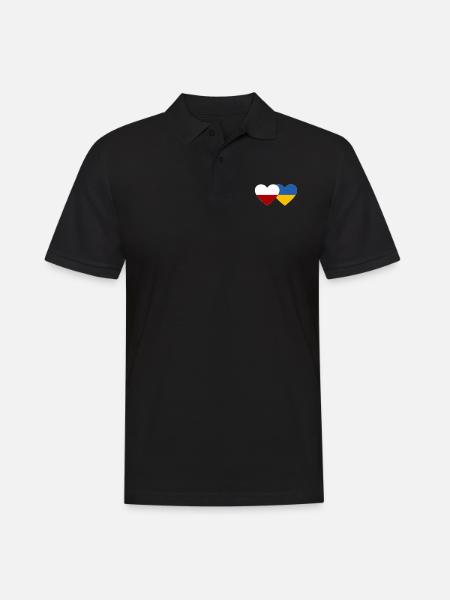 Pologne Ukraine Flag Coeur - Polo Homme - noir