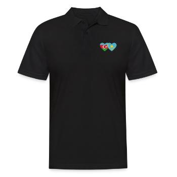 Aserbaidschan Kasachstan Flagge Herz - Männer Poloshirt - Schwarz - Vorne - Kai (181cm)