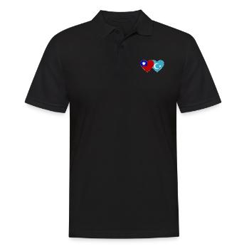 Cœur du drapeau ouïghour de Taïwan - Polo Homme - noir - Devant - Kai (181cm)