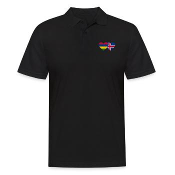 Mauritius Iceland Flag Heart - Men's Polo Shirt - black - Front - Kai (181cm)