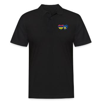 Mauritius Bosnia Flag Heart - Men's Polo Shirt - black - Front - Kai (181cm)
