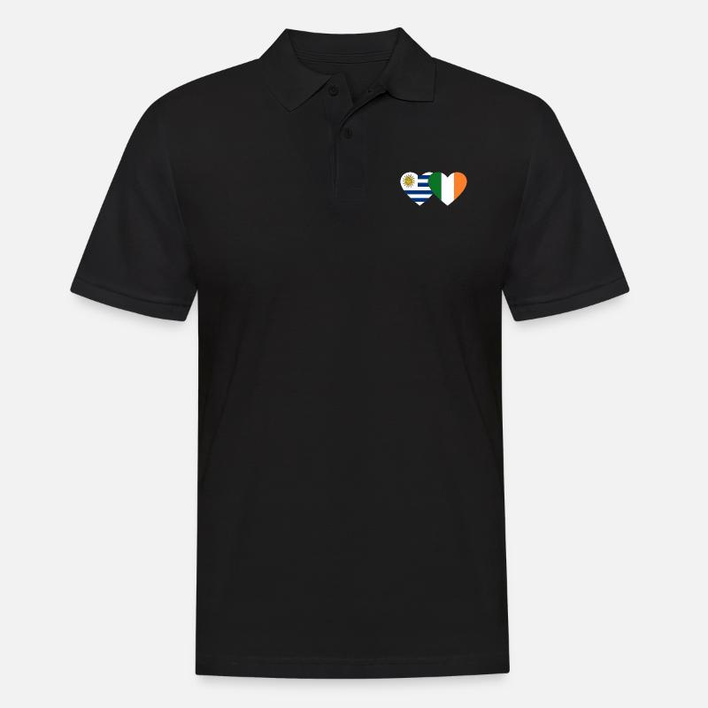 Uruguay Irlande Drapeau du cœur - Polo Homme - noir