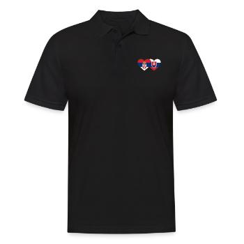 Serbia Slovakia Heart Flag - Men's Polo Shirt - black - Front - Kai (181cm)