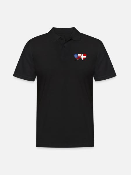 USA Denmark Flag Heart - Men's Polo Shirt - black