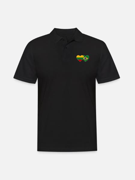 Lituanie Brésil Flag Coeur - Polo Homme - noir