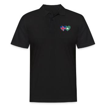 Island Macau Flagge Herz - Männer Poloshirt - Schwarz - Vorne - Kai (181cm)