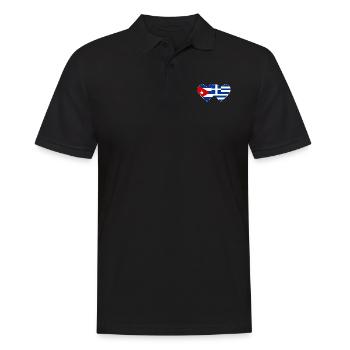 Cuba Grèce Drapeau Coeur - Polo Homme - noir - Devant - Kai (181cm)