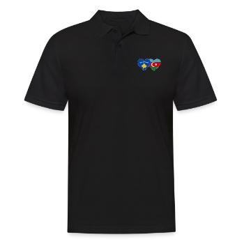 Kosovo Aserbaidschan Flagge Herz - Männer Poloshirt - Schwarz - Vorne - Kai (181cm)