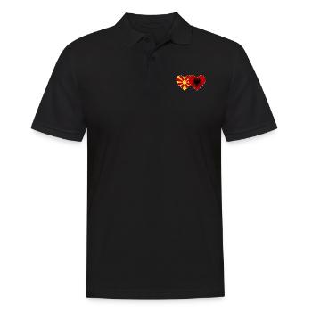 Macédoine Albanie Drapeau Coeur - Polo Homme - noir - Devant - Kai (181cm)