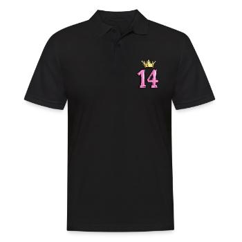 14 Zahl Trikot Krone - Männer Poloshirt - Schwarz - Vorne - Kai (181cm)