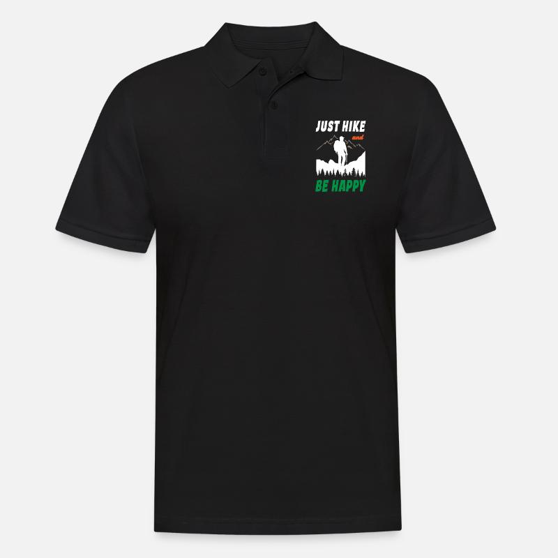 Just Hike And Be Happy - Männer Poloshirt - Schwarz