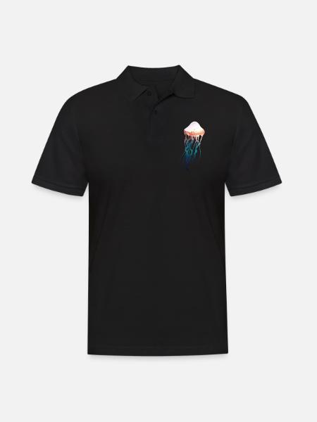 Jellyfish - Underwater with sunset - Men's Polo Shirt - black