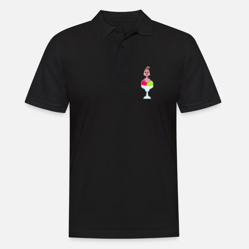 Flamingo Eisbecher - Männer Poloshirt - Schwarz
