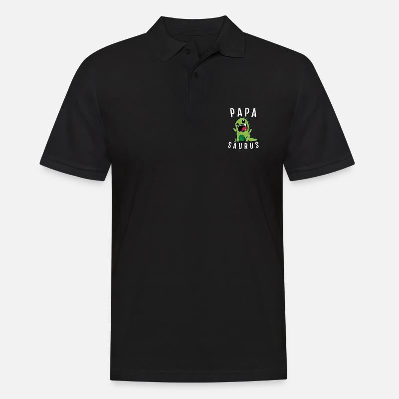 Papa Papasaurus - Männer Poloshirt - Schwarz