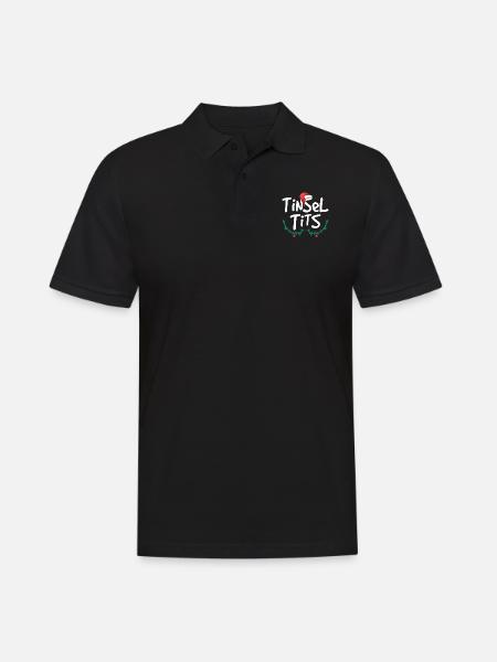 Womens Klatergoud Tieten Funny Christmas - Mannen poloshirt - zwart