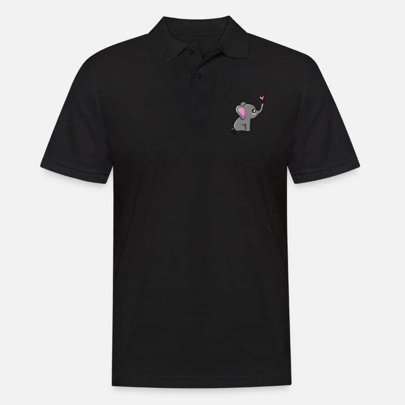 Elefant mit Herzchen - Männer Poloshirt - Schwarz