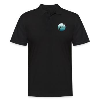 Retro Sonnenuntergang-Rock-E-Bass-Gitarrendruck - Männer Poloshirt - Schwarz - Vorne - Kai (181cm)