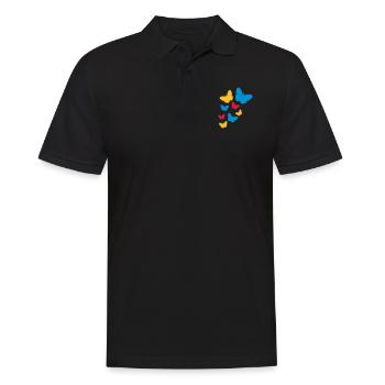viele bunte schmetterlinge muster silhouette insek - Männer Poloshirt - Schwarz - Vorne - Kai (181cm)