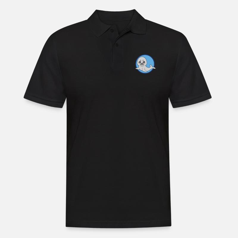 Seelöwe Robbe niedlich - Männer Poloshirt - Schwarz