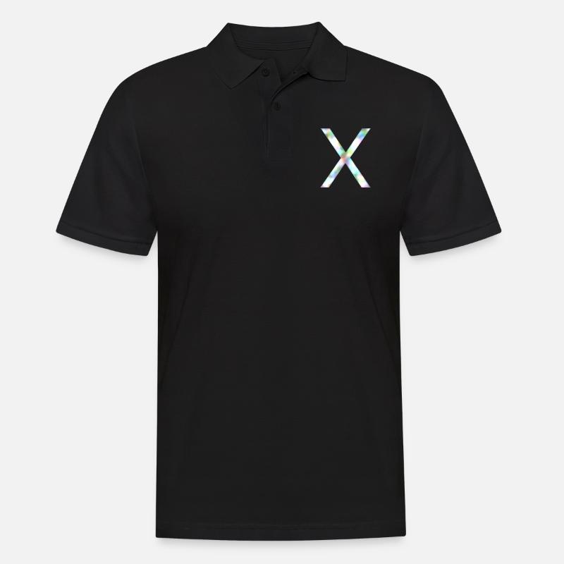 X - Regenbogen - Männer Poloshirt - Schwarz