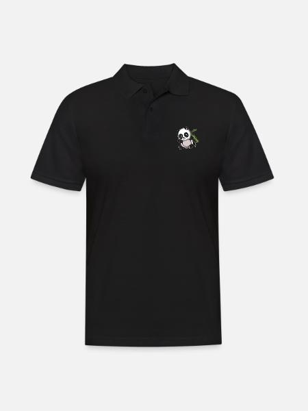 Cute Kawaii Panda Bear - Men's Polo Shirt - black