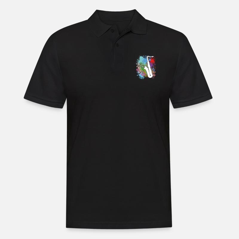 Saxofon auf Farbklecksen - Männer Poloshirt - Schwarz