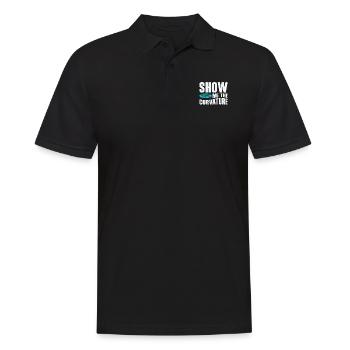 Zeig mir die Erdkrümmung - Männer Poloshirt - Schwarz - Vorne - Kai (181cm)