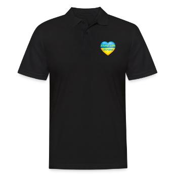 Stand avec Ukraine Coeur drapeau bleu jaune Ukraine - Polo Homme - noir - Devant - Kai (181cm)