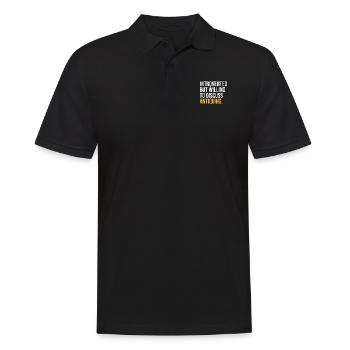 INTROVERTED BUT WILLING TO DISCUSS ANTIQUING FUNNY - Männer Poloshirt - Schwarz - Vorne - Kai (181cm)