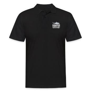 Schwimm Schneller Haifisch Hai Humor Sprüche - Männer Poloshirt - Schwarz - Vorne - Kai (181cm)
