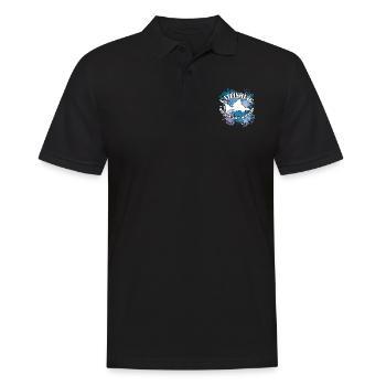 Wels Waller fish catfish silhouette and blobs of colour - Men's Polo Shirt - black - Front - Kai (181cm)