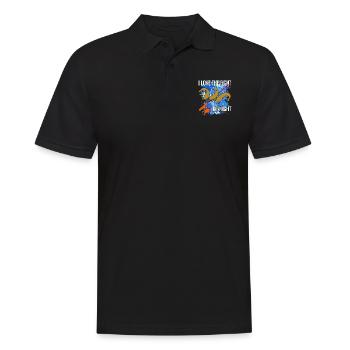 Waller Welssilhouette Angelrute und Farbkleckse - Männer Poloshirt - Schwarz - Vorne - Kai (181cm)