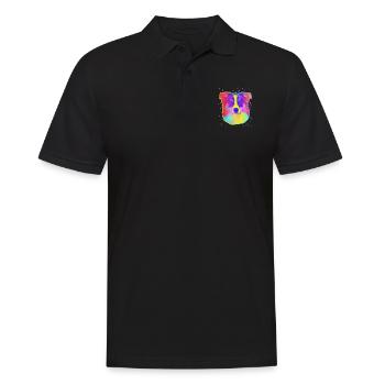 Border Collie Dog Face Rainbow Space Black - Men's Polo Shirt - black - Front - Kai (181cm)