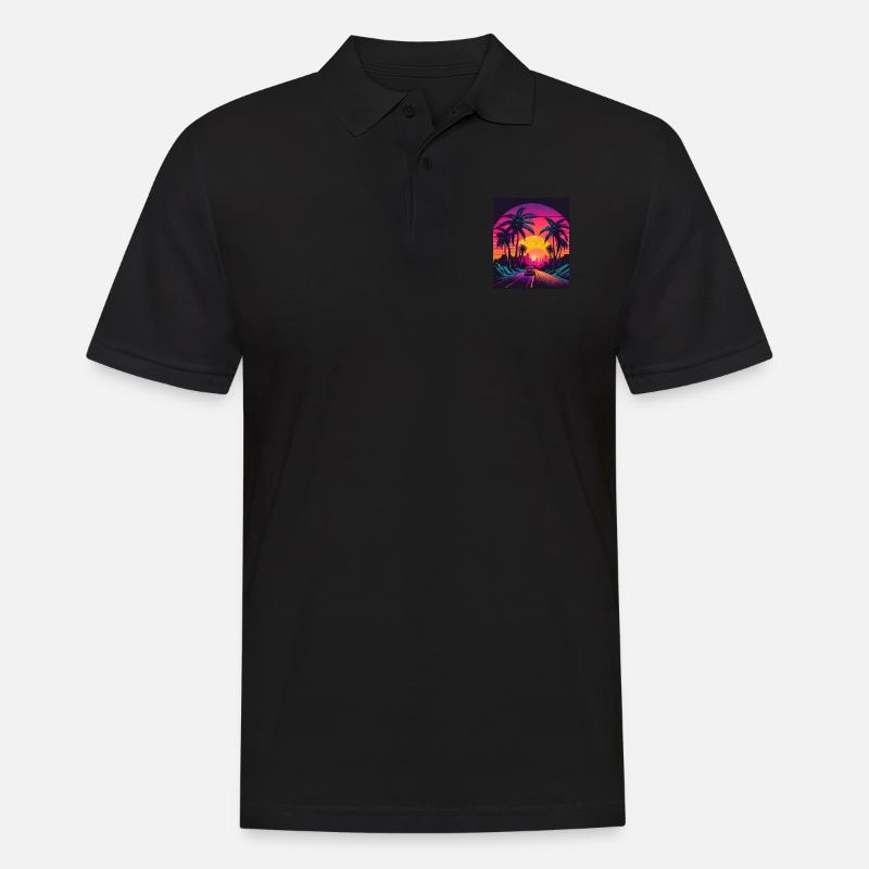 Retrowave Synthwave 80s Design - Männer Poloshirt - Schwarz