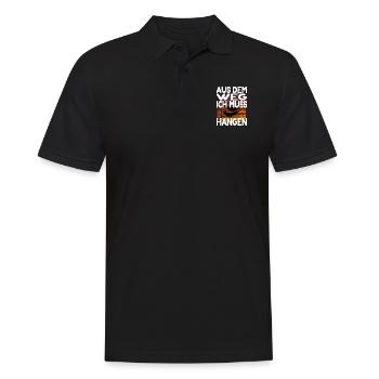 Survival Outdoor Hängematte Spruch Wald Wildnis - Männer Poloshirt - Schwarz - Vorne - Kai (181cm)
