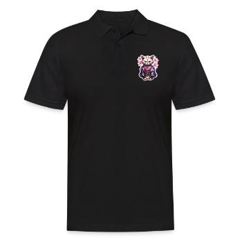 Samurai Katze & Kirschblüten #5 - Männer Poloshirt - Schwarz - Vorne - Kai (181cm)