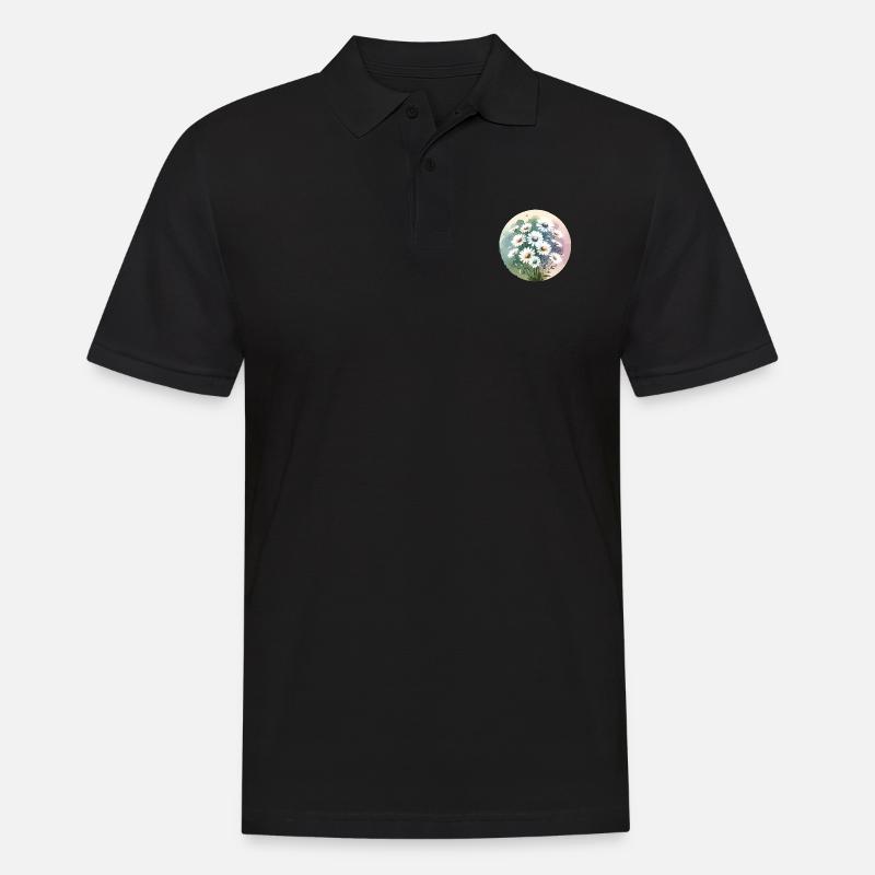 Gänseblümchen gezeichnet - Männer Poloshirt - Schwarz