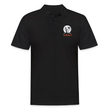 Happy Halloween Skelett Katze Vollmond Nacht - Männer Poloshirt - Schwarz - Vorne - Kai (181cm)