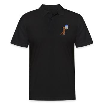 Katze, die nach Wollball in Ihrer falschen Tasche greift Spaß - Männer Poloshirt - Schwarz - Vorne - Kai (181cm)