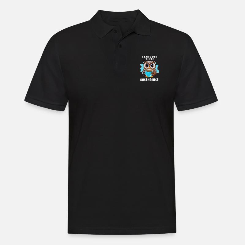 EULE STAND DER DINGE AUGENRINGE - Männer Poloshirt - Schwarz