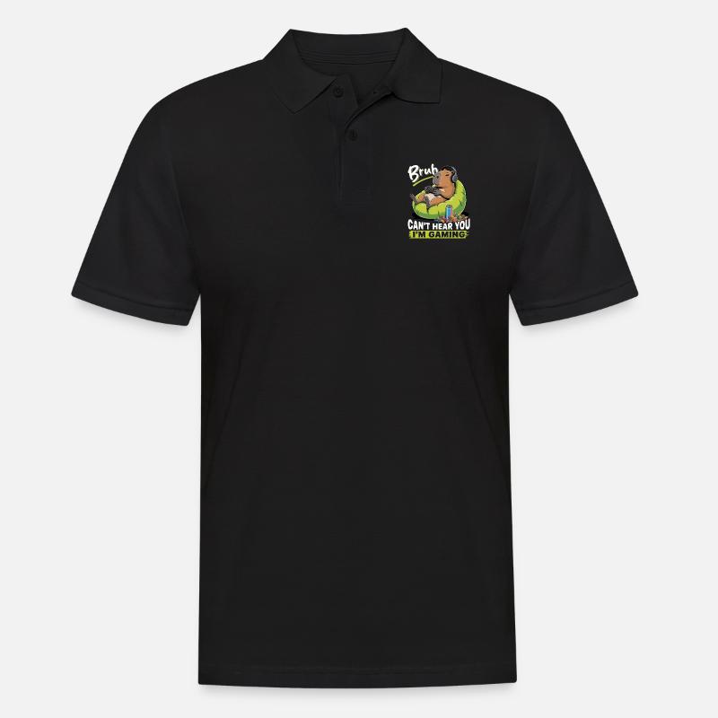 Capybara Gamer Gaming - Männer Poloshirt - Schwarz
