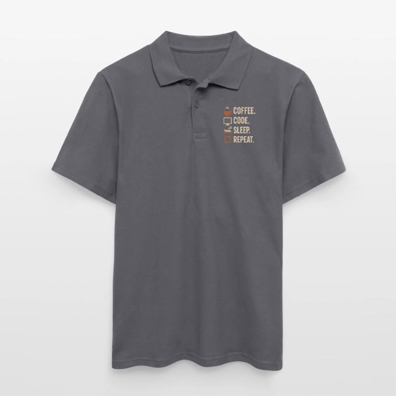 Codeur Geek Routine – Café, Code, Dodo, Encore Polo Homme