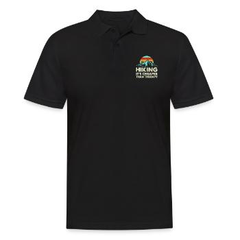 Hiking It's Cheaper Than Therapy Trekking Mountain - Männer Poloshirt - Schwarz - Vorne - Kai (181cm)
