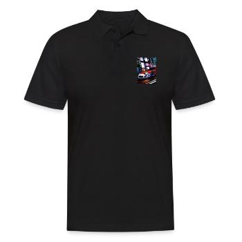 Sportwagen in der Großstadt - Männer Poloshirt - Schwarz - Vorne - Kai (181cm)